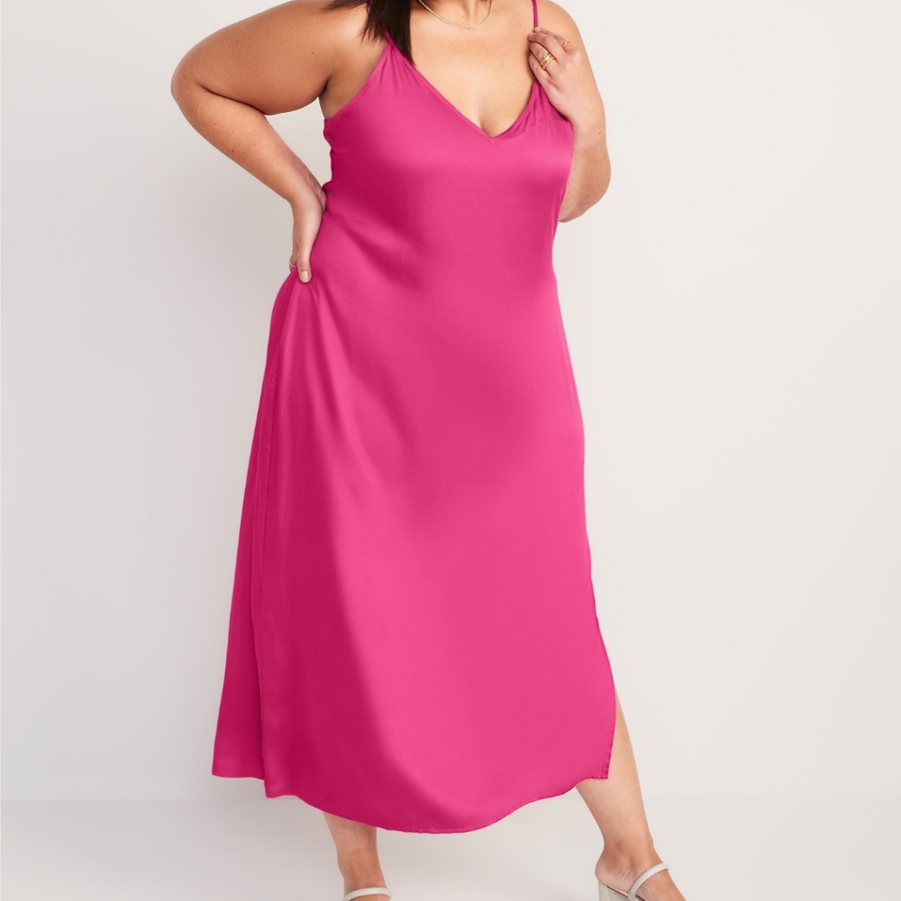 Satin Dress XL with Slit on Side